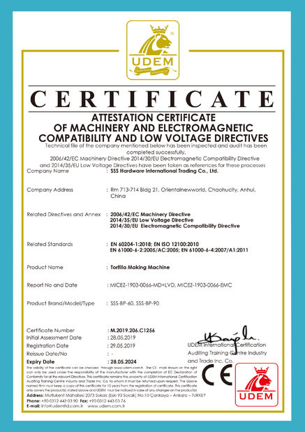 LA CHINE Anhui Sanaisi Machinery Technology Co., Ltd. certifications